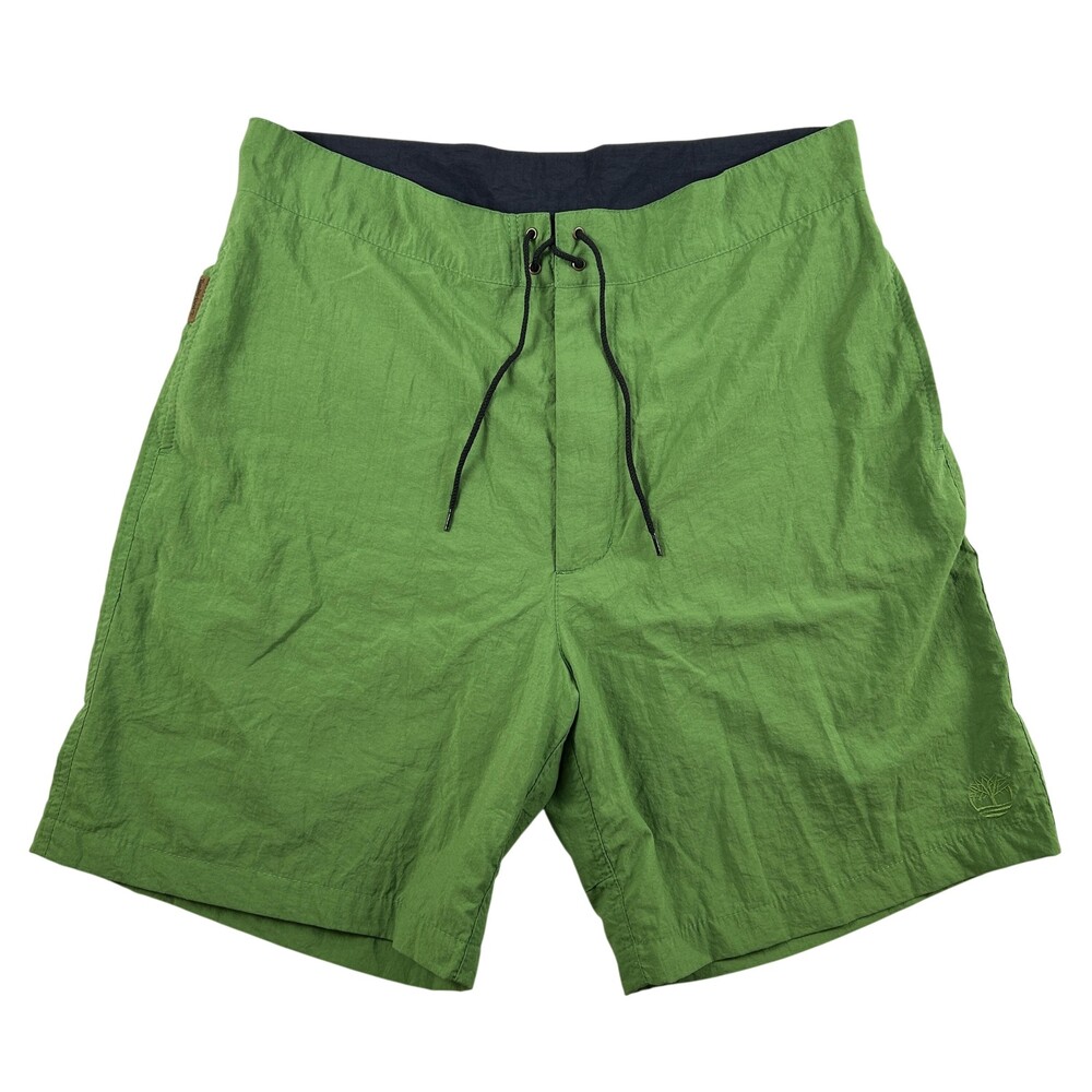 Vintage Timberland Board Shorts Mens 36 Green Weathergear Nylon Mesh Swim 90s